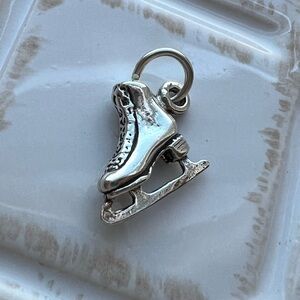 Tiny Ice Skate Figure Skate Vintage Sterling Silver 925 NOS Charm